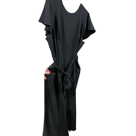 Size 20 Lane Bryant Lena Ankle Wide Leg Jumpsuit black - Picture 4 of 7
